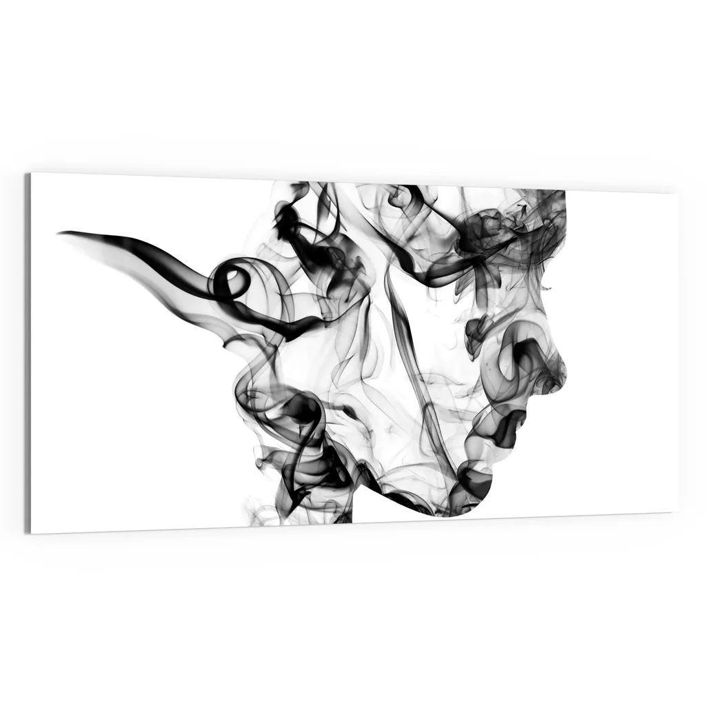DEQORI Magnettafel Glas 100x50 cm 'Frauenkopf aus Rauch' beschreibbar Whiteboard
